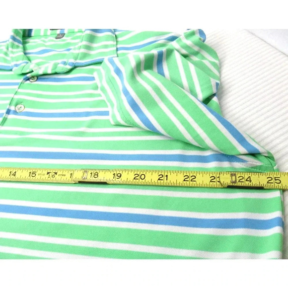 Peter Millar Summer Comfort Golf Polo Green Blue White Striped Men's Size Large - Picture 4 of 8